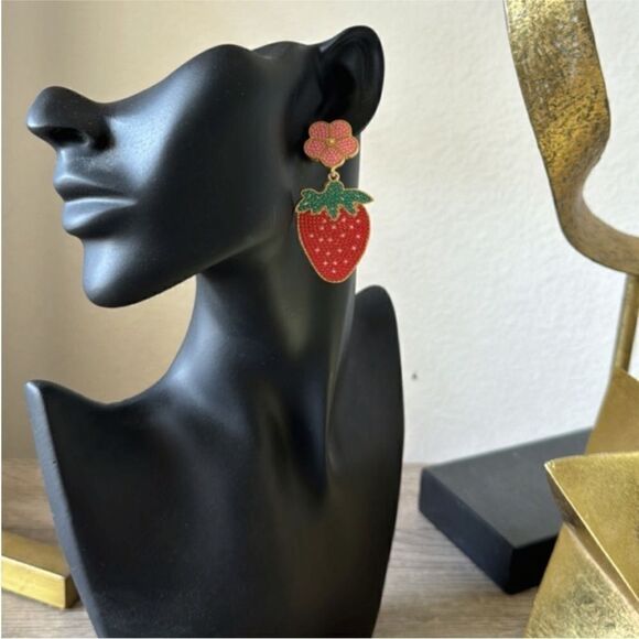 Strawberry drop earrings N405 - Picture 3 of 4